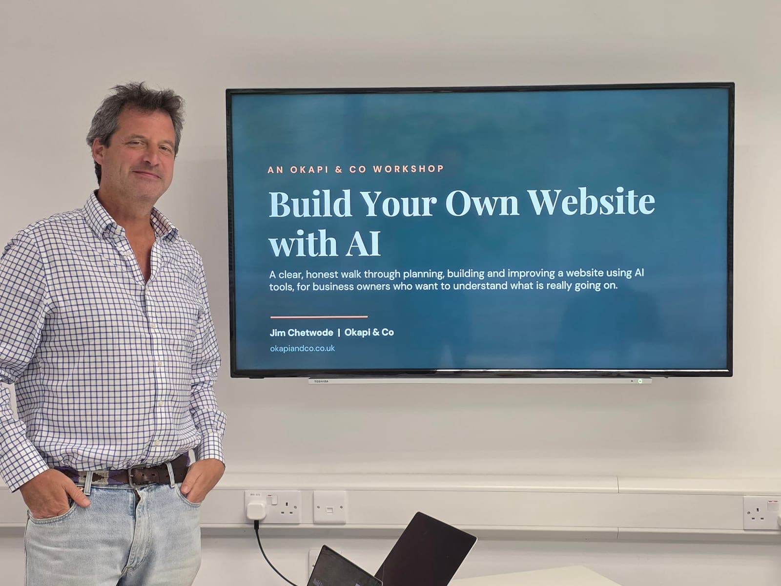 Jim Chetwode running a Build Your Own Website with AI workshop in Dorset